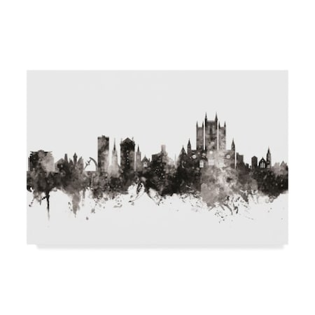 Michael Tompsett 'Lincoln England Skyline Black White' Canvas Art,30x47